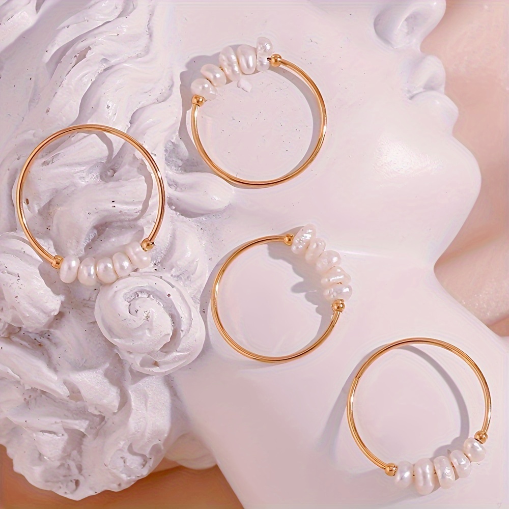 Boho Style 14K Gold Plated Pearl Ring for Everyday Wear
